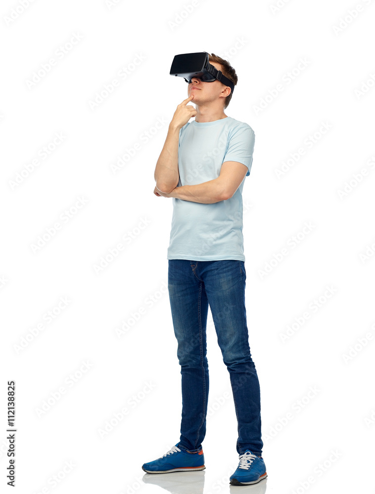 happy man in virtual reality headset or 3d glasses happy man in virtual reality headset or 3d glasses