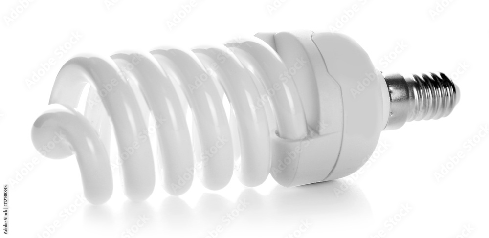 Spiral energy saving light bulb on white background Spiral energy saving light bulb on white background