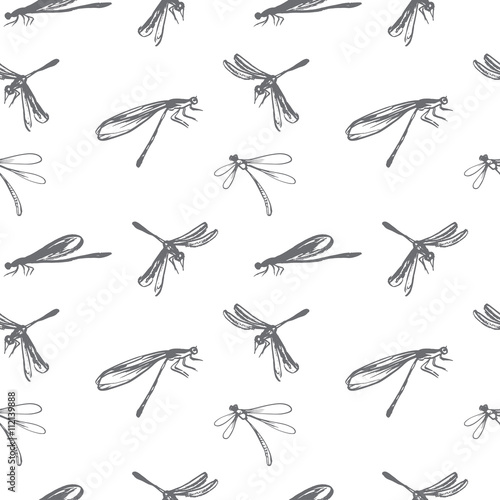 Seamless pattern with dragonflies