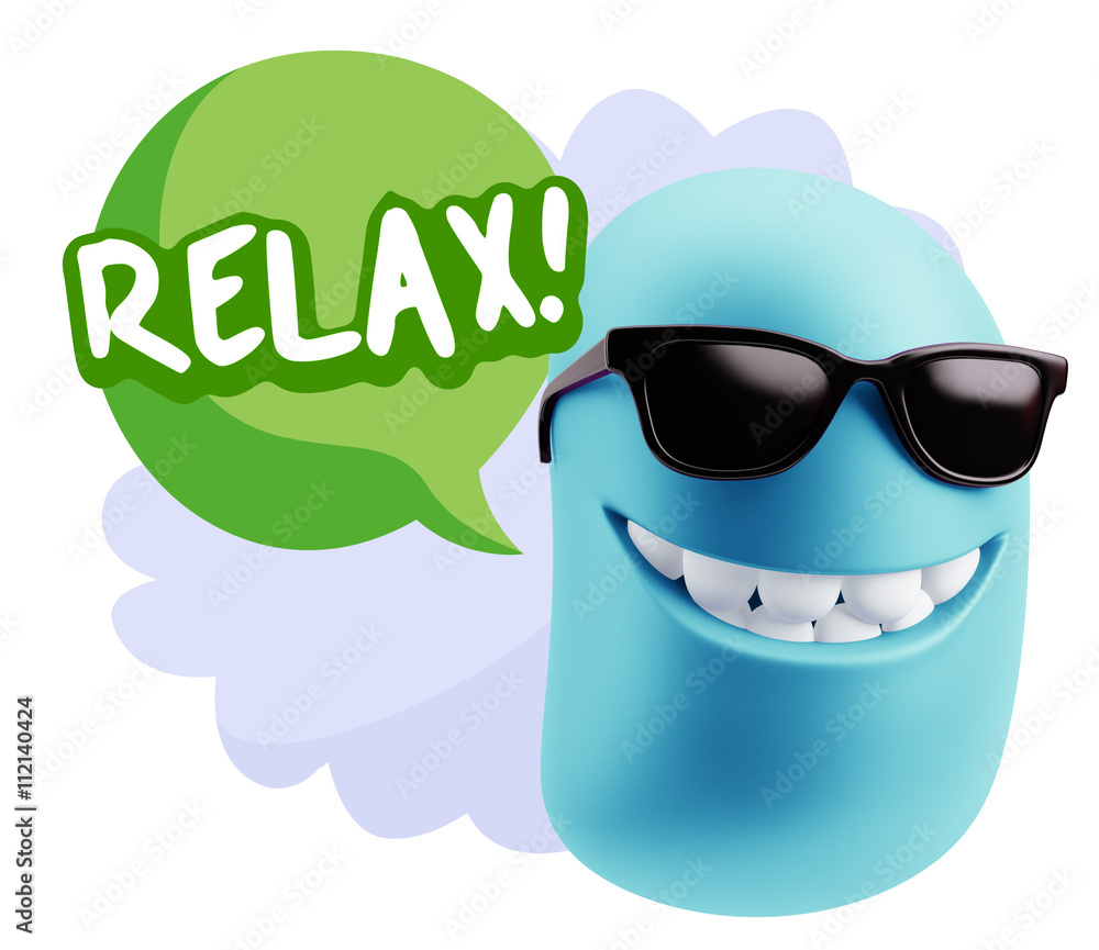 3d Rendering Smile Character Emoticon Expression saying Relax wi 3d Rendering Smile Character Emoticon Expression saying Relax wi
