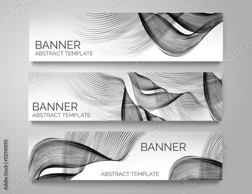 Abstract banner design. Black lines on white. Vector.