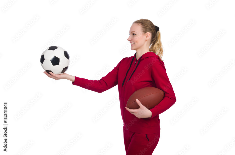 Woman in sports concept isolated on white