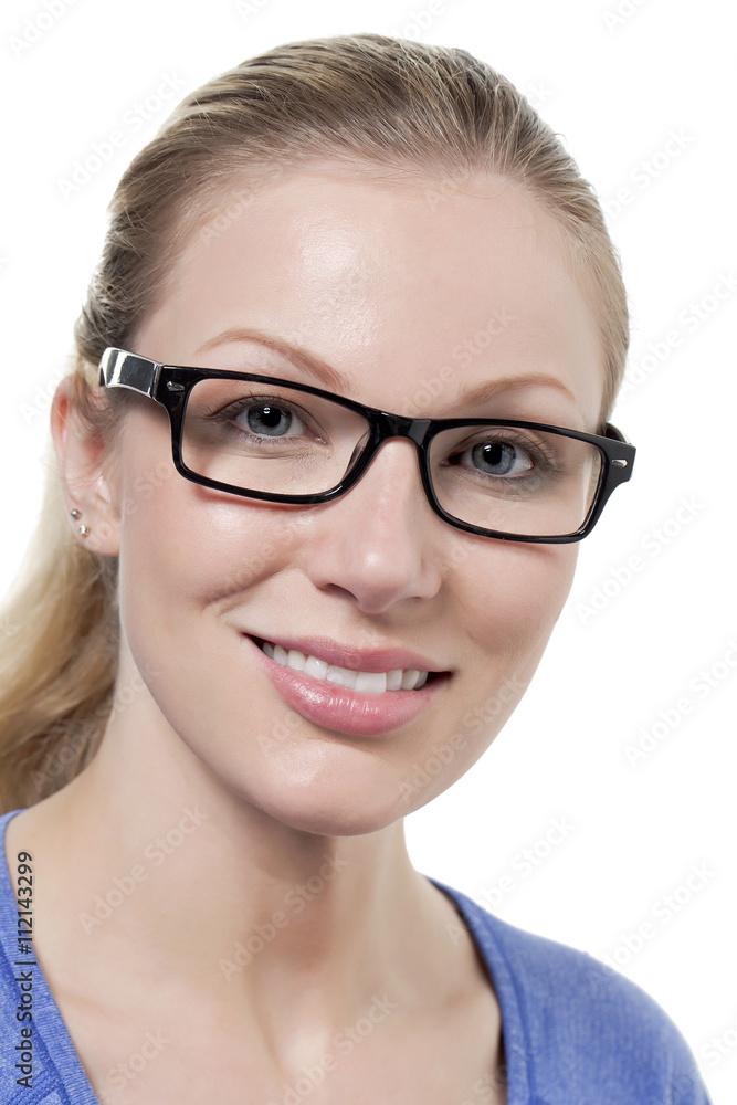 a smiling lady with eyeglasses