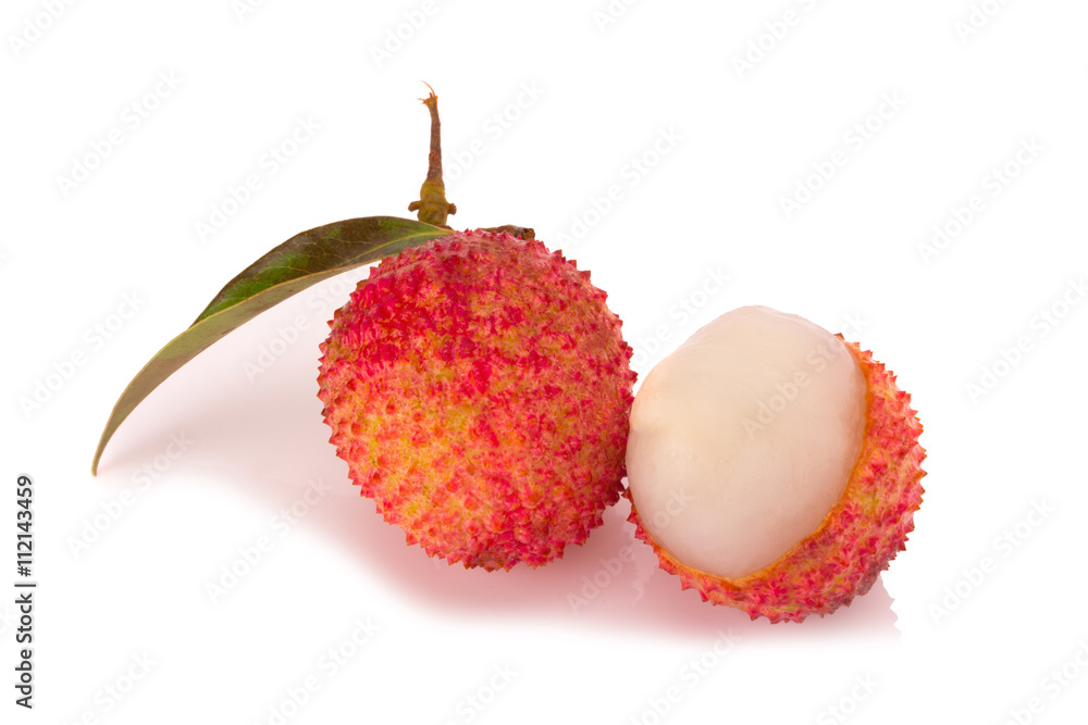 Fresh lychees isolated on white background Fresh lychees isolated on white background
