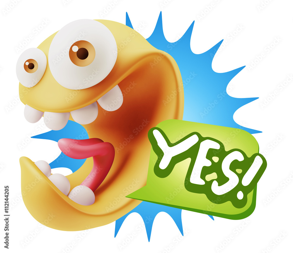 3d Rendering Smile Character Emoticon Expression saying Yes with 3d Rendering Smile Character Emoticon Expression saying Yes with