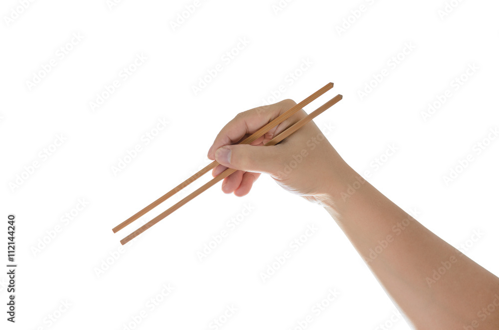 hand holding chopsticks, isolated on white hand holding chopsticks, isolated on white