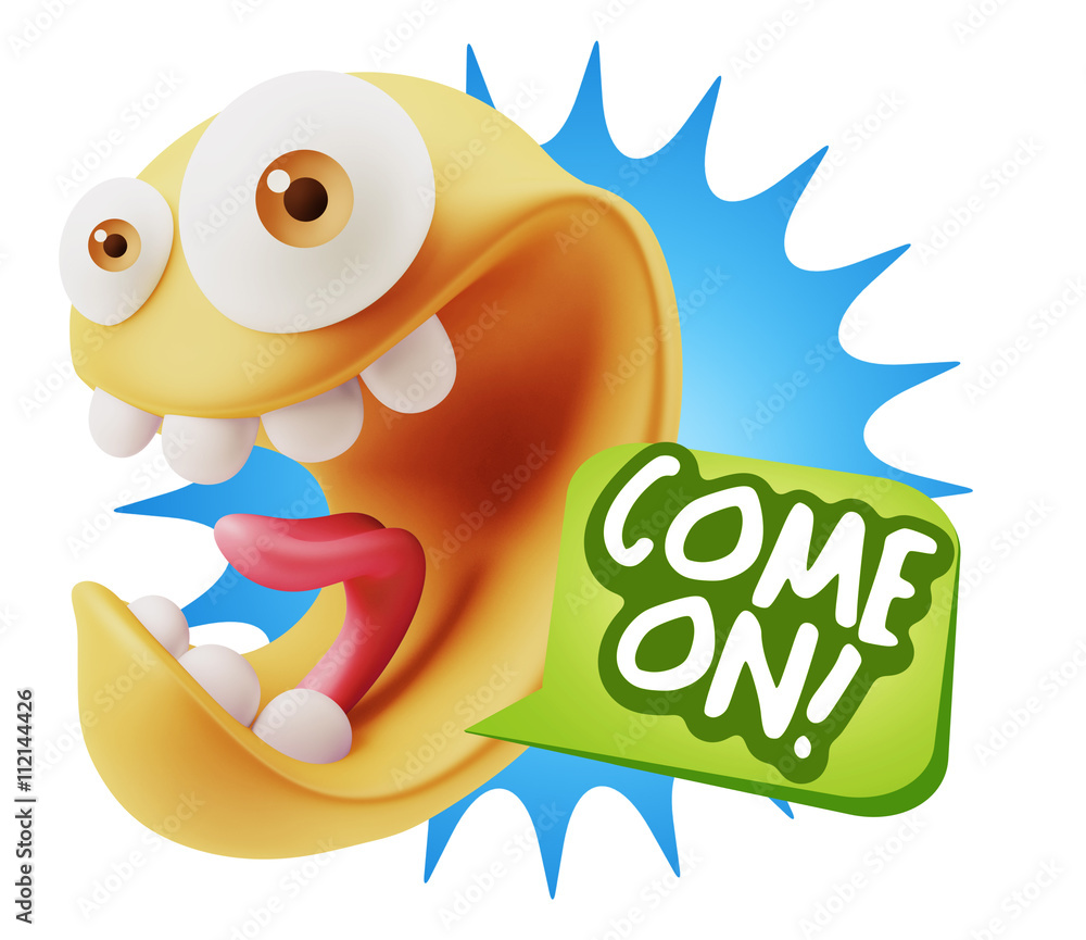 3d Illustration Laughing Character Emoji Expression saying Come 3d Illustration Laughing Character Emoji Expression saying Come