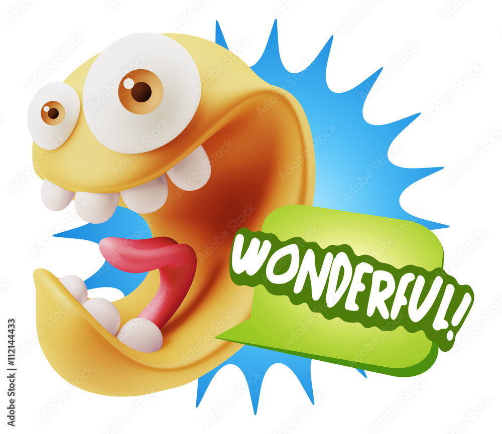 3d Rendering Smile Character Emoticon Expression saying Wonderfu 3d Rendering Smile Character Emoticon Expression saying Wonderfu