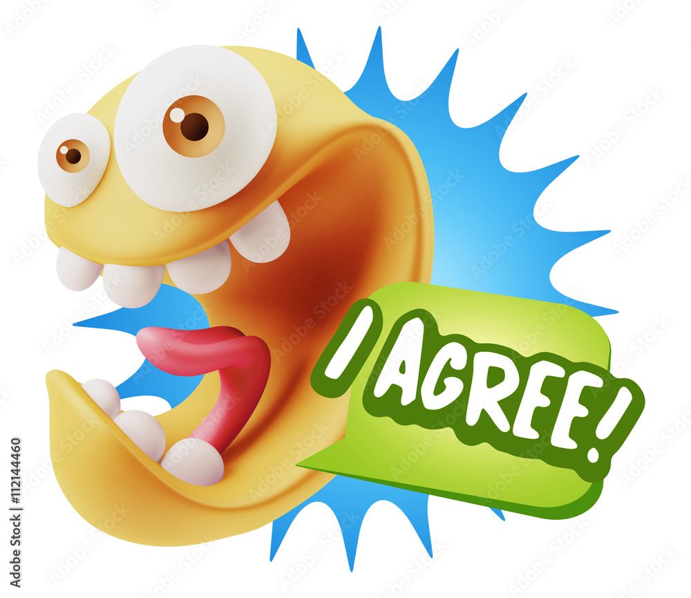 3d Illustration Laughing Character Emoji Expression saying I Agr 3d Illustration Laughing Character Emoji Expression saying I Agr
