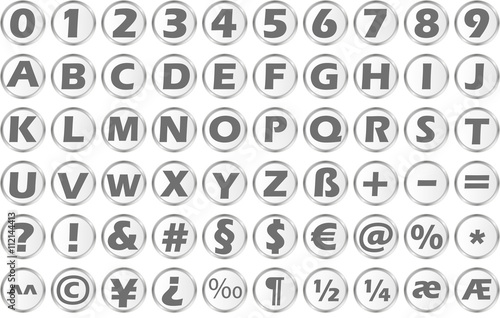 Web Buttons Icons Buchstaben Zahlen Symbole