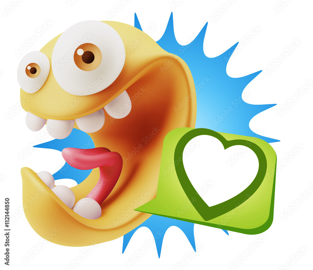 3d Rendering Smile Character Emoticon Expressing Love with a Hea 3d Rendering Smile Character Emoticon Expressing Love with a Hea