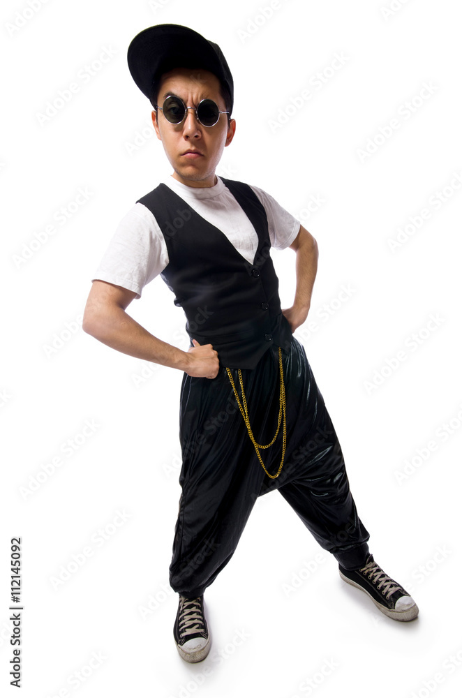 Funny young man dancing isolated on white Funny young man dancing isolated on white