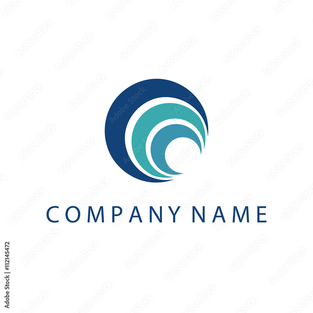 Concept logo template with abstract wave symbol in flat design . Concept logo template with abstract wave symbol in flat design .