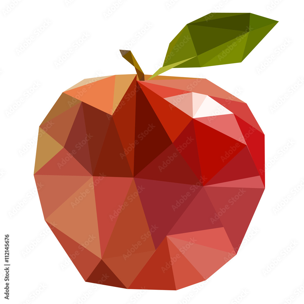 LOW POLY DESIGN RIPE APPLE WITH LEAF, GEOMETRICAL ICON illustration vector  Stock-Vektorgrafik | Adobe Stock