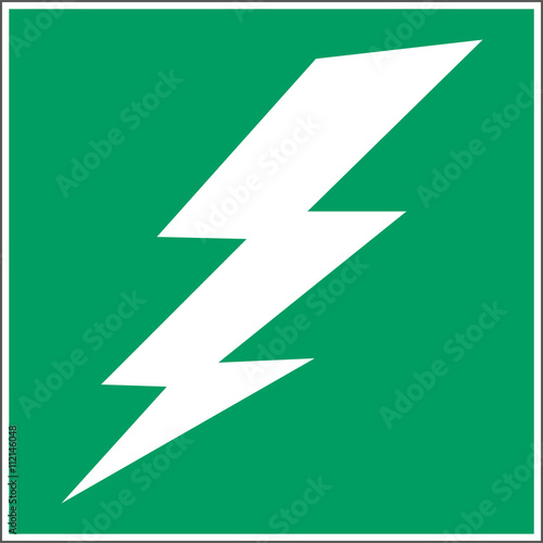 Grünes Schild Blitz