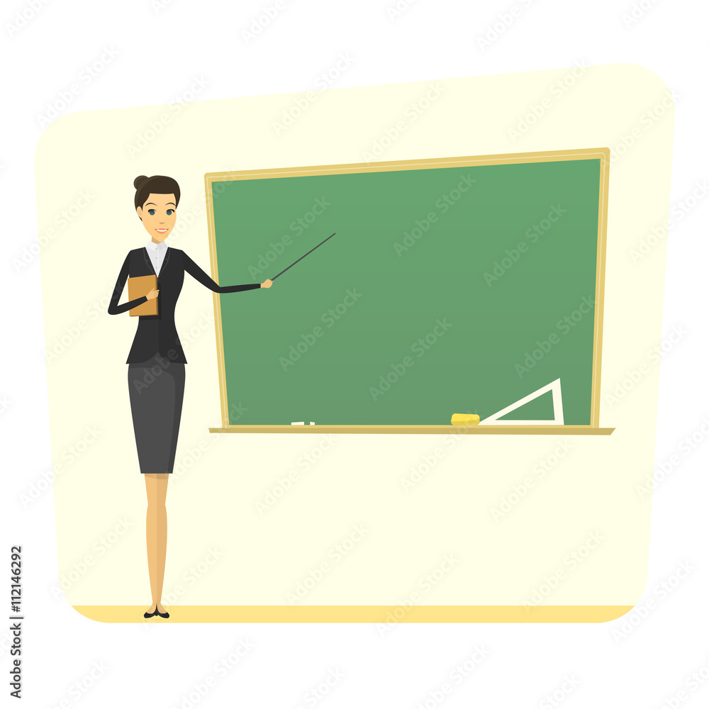 cartoon female teacher with blackboard. mini concept. school woman teacher modern flat vector design. learning illustration. cartoon female teacher with blackboard. mini concept. school woman teacher modern flat vector design. learning illustration.