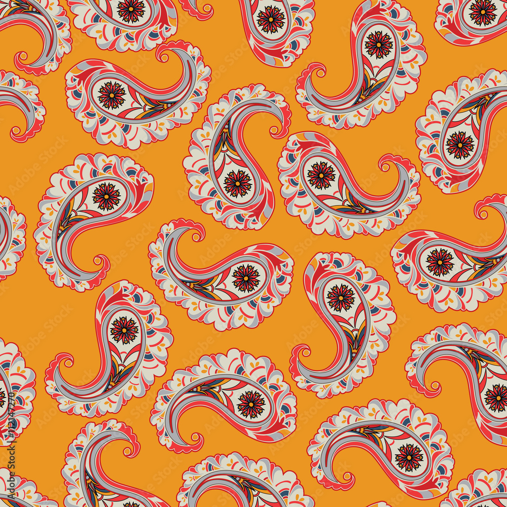 Swirl ornamental pattern Floral oriental seamless ornament Geometric leaves background Swirl ornamental pattern Floral oriental seamless ornament Geometric leaves background