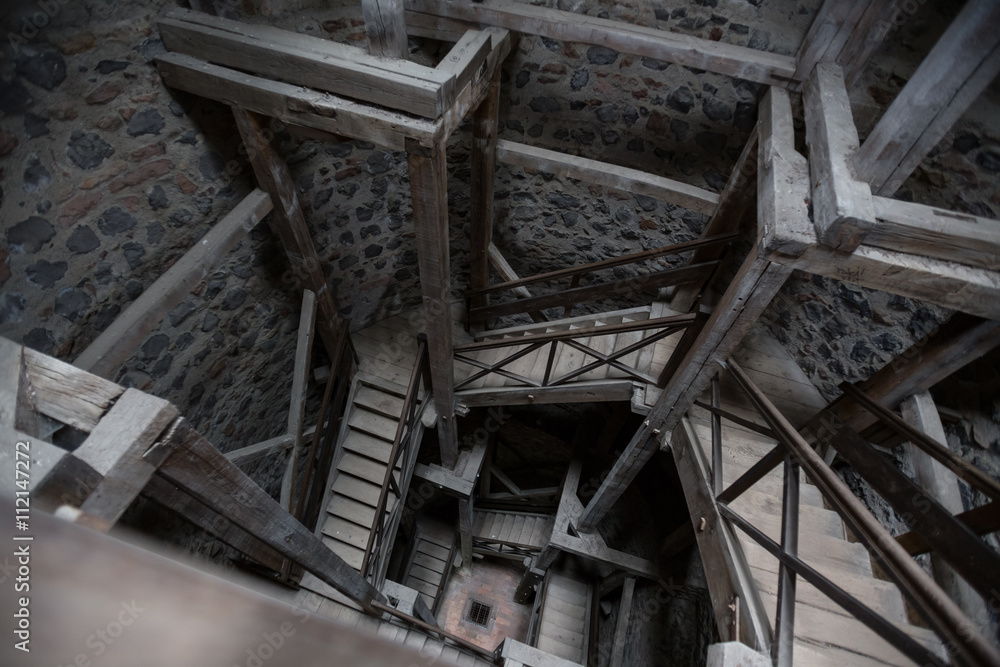 castle muenzenberg old tower stairwell hessen germany castle muenzenberg old tower stairwell hessen germany