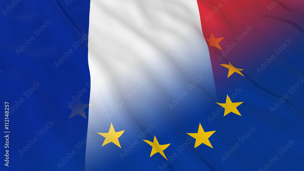 French and European Union Relations Concept - Merged Flags of France and the EU 3D Illustration French and European Union Relations Concept - Merged Flags of France and the EU 3D Illustration