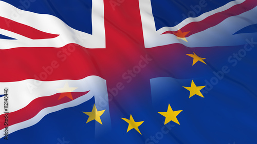 British and European Union Relations Concept - Merged Flags of Britain and the EU 3D Illustration