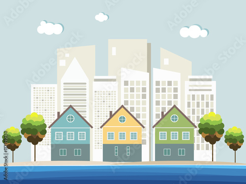 Colorful Beach Houses. Real Estate Concept © stokkam