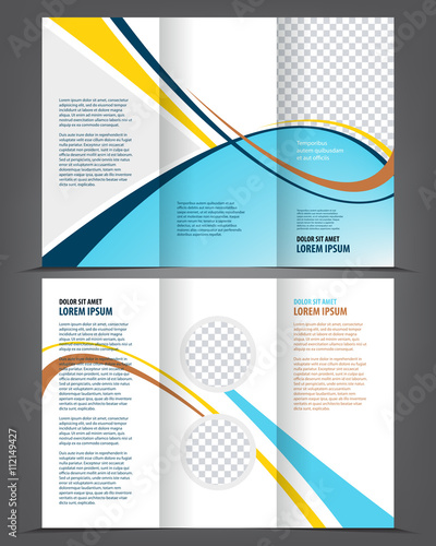 Vector empty tri-fold brochure template print blank purple design