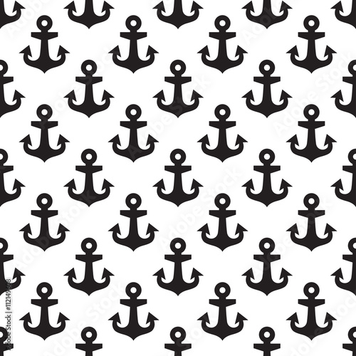 Anchor seamless pattern isolated on white background. Sea design template. Vector illustration.