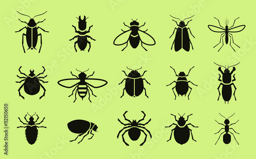 Insects icon set. Pest control. Vector illustration