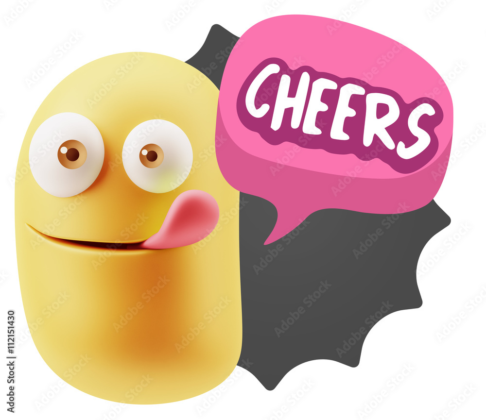 3d Rendering Smile Character Emoticon Expression saying Cheers w 3d Rendering Smile Character Emoticon Expression saying Cheers w