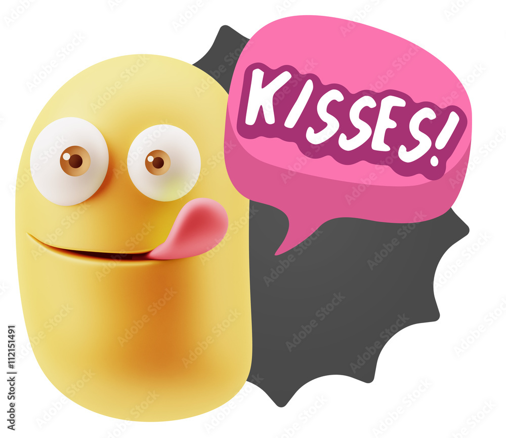 3d Rendering Smile Character Emoticon Expression saying Kisses w 3d Rendering Smile Character Emoticon Expression saying Kisses w