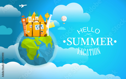 Vacation travelling concept. Vector travel illustration 