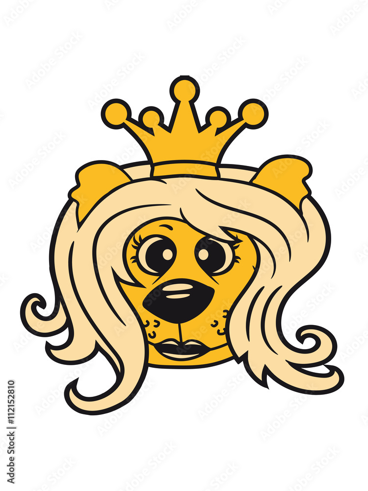 queen princess crown queen face head girl woman female Teddy Bear comic  cartoon sweet cute Stock Illustration | Adobe Stock