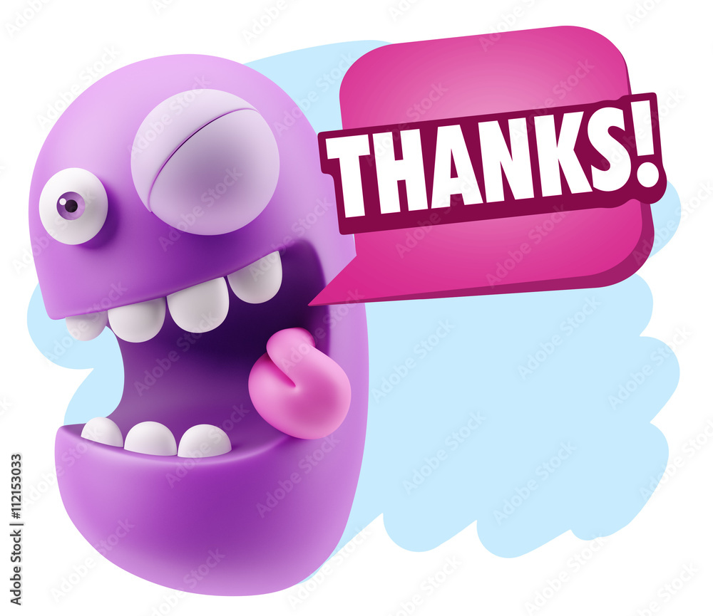 3d Rendering Smile Character Emoticon Expression saying Thanks w 3d Rendering Smile Character Emoticon Expression saying Thanks w