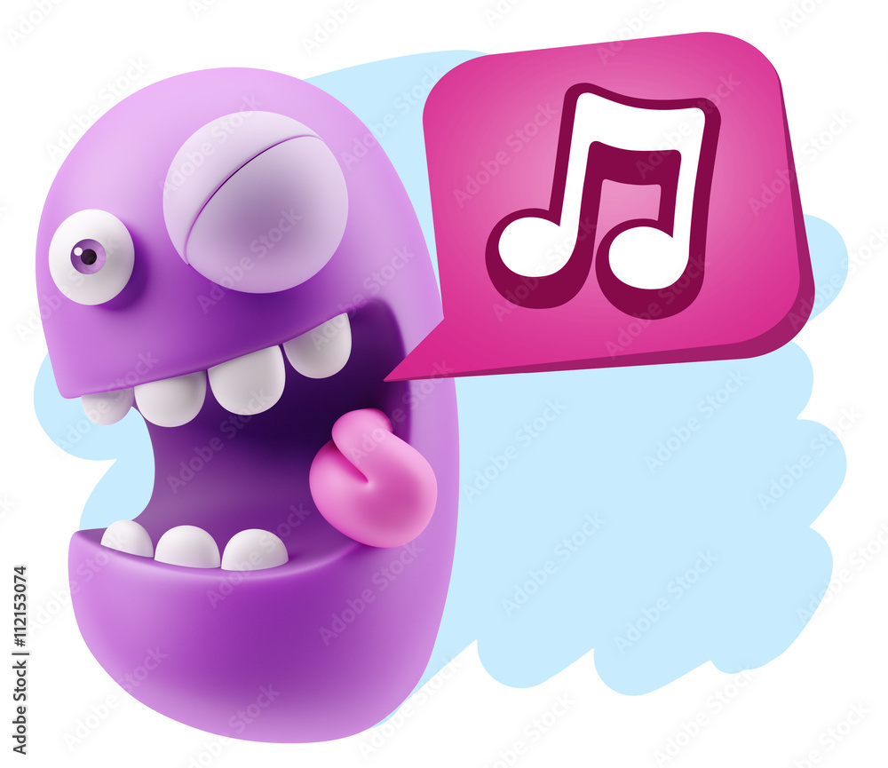 3d Rendering Smile Character Emoticon Expression saying Music No 3d Rendering Smile Character Emoticon Expression saying Music No