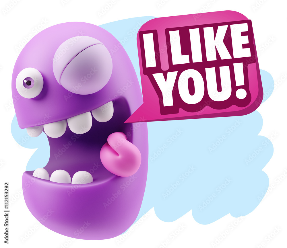 Obraz premium 3d Illustration Laughing Character Emoji Expression saying I Lik