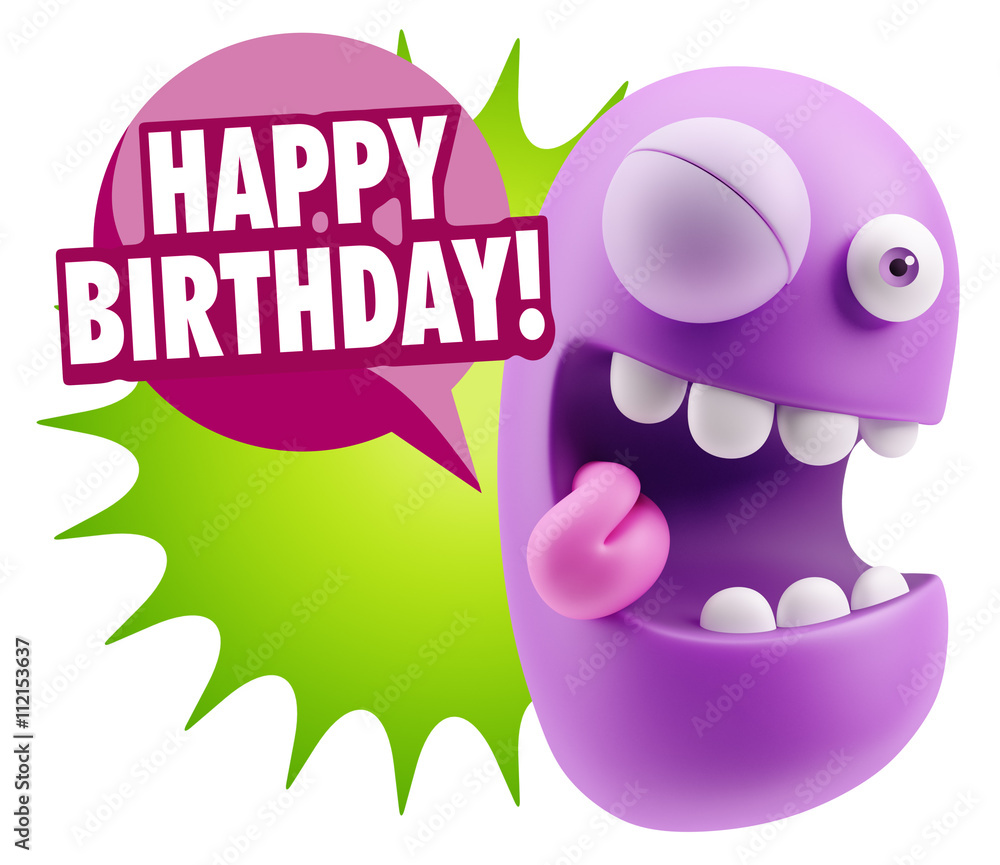 Fototapeta premium 3d Rendering Smile Character Emoticon Expression saying Happy Bi