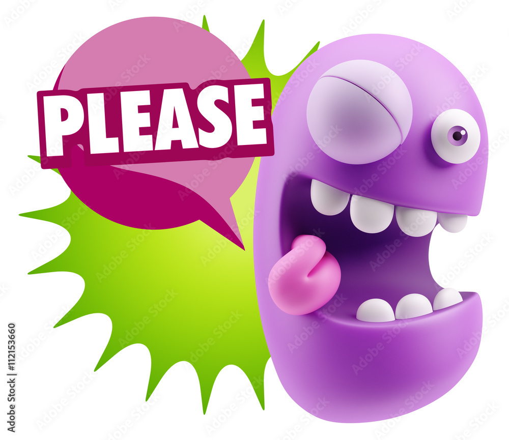 Fototapeta premium 3d Illustration Laughing Character Emoji Expression saying Pleas