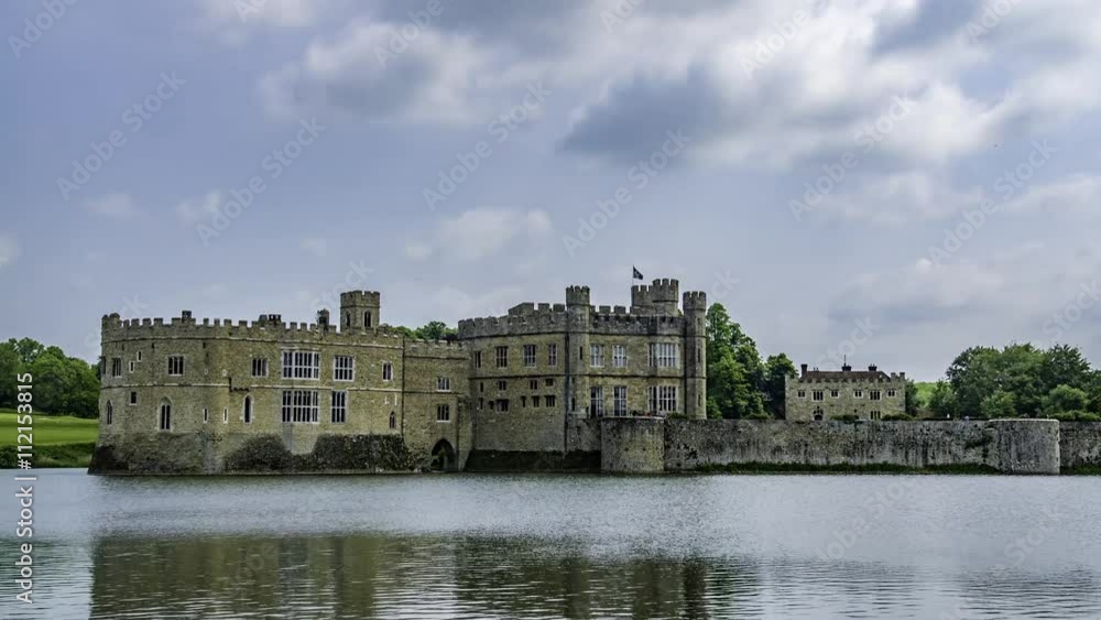 Time lapse view of the moated medieval Leeds castle Time lapse view of the moated medieval Leeds castle