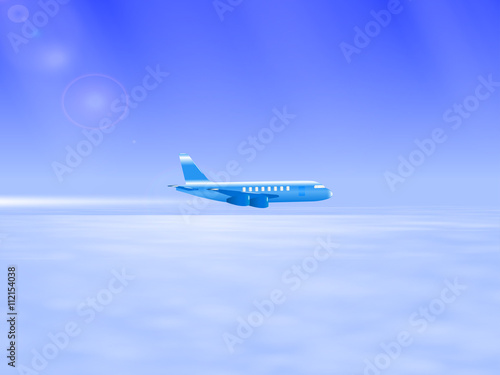 Vector illustration of the plane in the sky