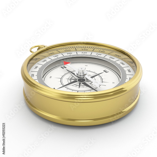 Compass isolated on white background with shadow