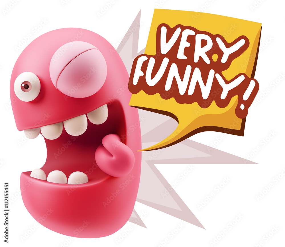 Obraz premium 3d Rendering Smile Character Emoticon Expression saying Very Fun
