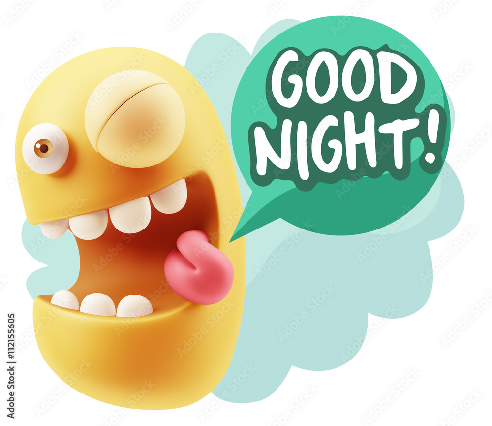 3d Rendering Smile Character Emoticon Expression saying Good Nig 3d Rendering Smile Character Emoticon Expression saying Good Nig