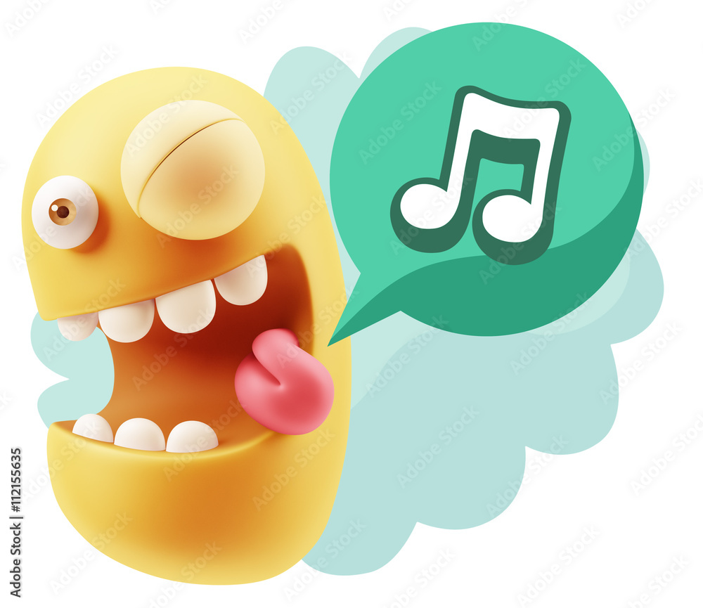3d Rendering Smile Character Emoticon Expression saying Music No 3d Rendering Smile Character Emoticon Expression saying Music No