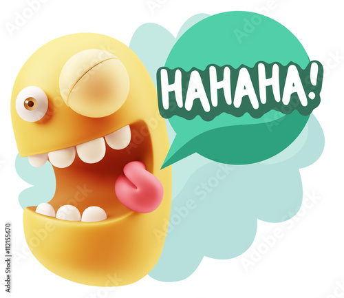 3d Illustration Laughing Character Emoji Expression saying Hahah photo