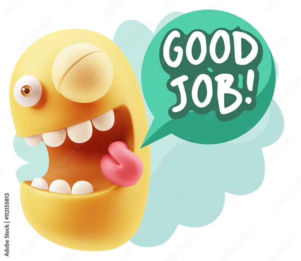 3d Rendering Smile Character Emoticon Expression saying Good Job 3d Rendering Smile Character Emoticon Expression saying Good Job