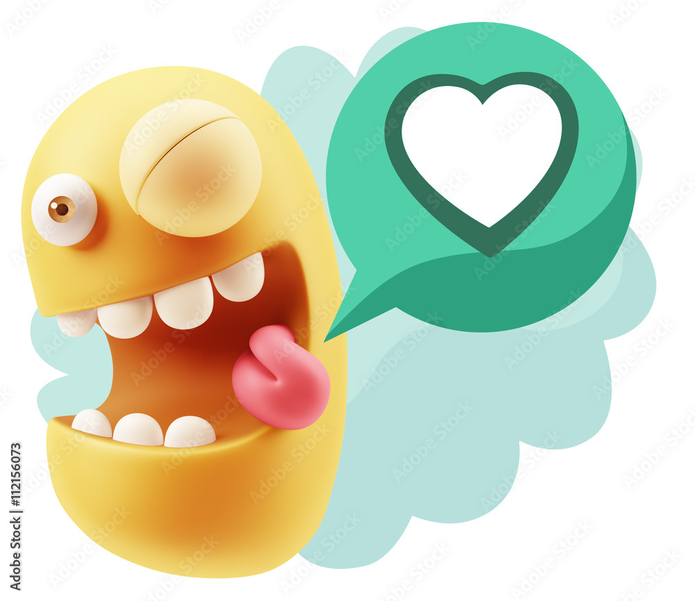 3d Rendering Smile Character Emoticon Expressing Love with a Hea 3d Rendering Smile Character Emoticon Expressing Love with a Hea