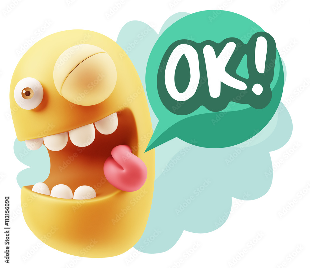 3d Rendering Smile Character Emoticon Expression saying Ok with 3d Rendering Smile Character Emoticon Expression saying Ok with