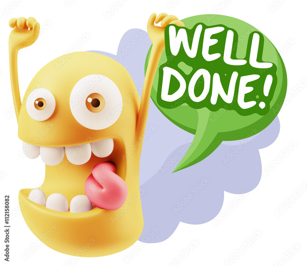 3d Rendering Smile Character Emoticon Expression saying Well Don 3d Rendering Smile Character Emoticon Expression saying Well Don