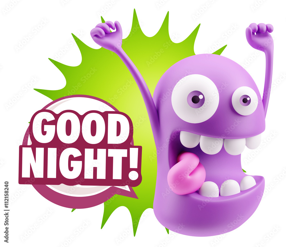 3d Rendering Smile Character Emoticon Expression saying Good Nig 3d Rendering Smile Character Emoticon Expression saying Good Nig