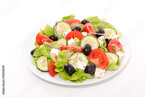vegetable salad with feta,olive and tomato